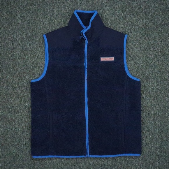 Vineyard Vines Other - Vineyard Vines Vest Mens Small Blue Full Zip Pockets Fleece